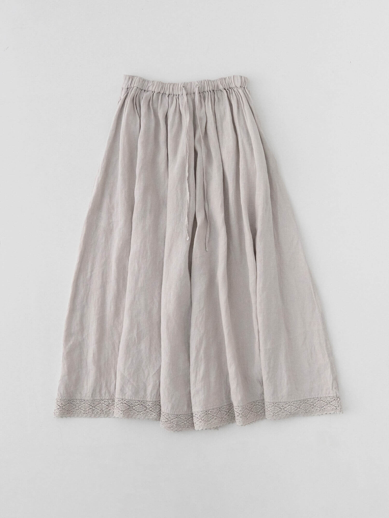 Linen Gathered Cotton Lace Skirt