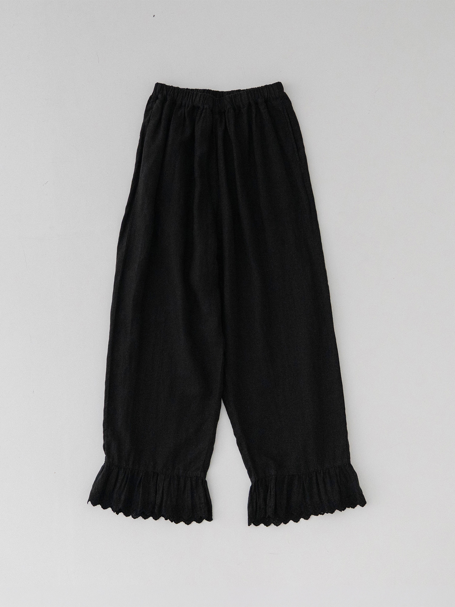 Linen Scallop Lace Frill Pants