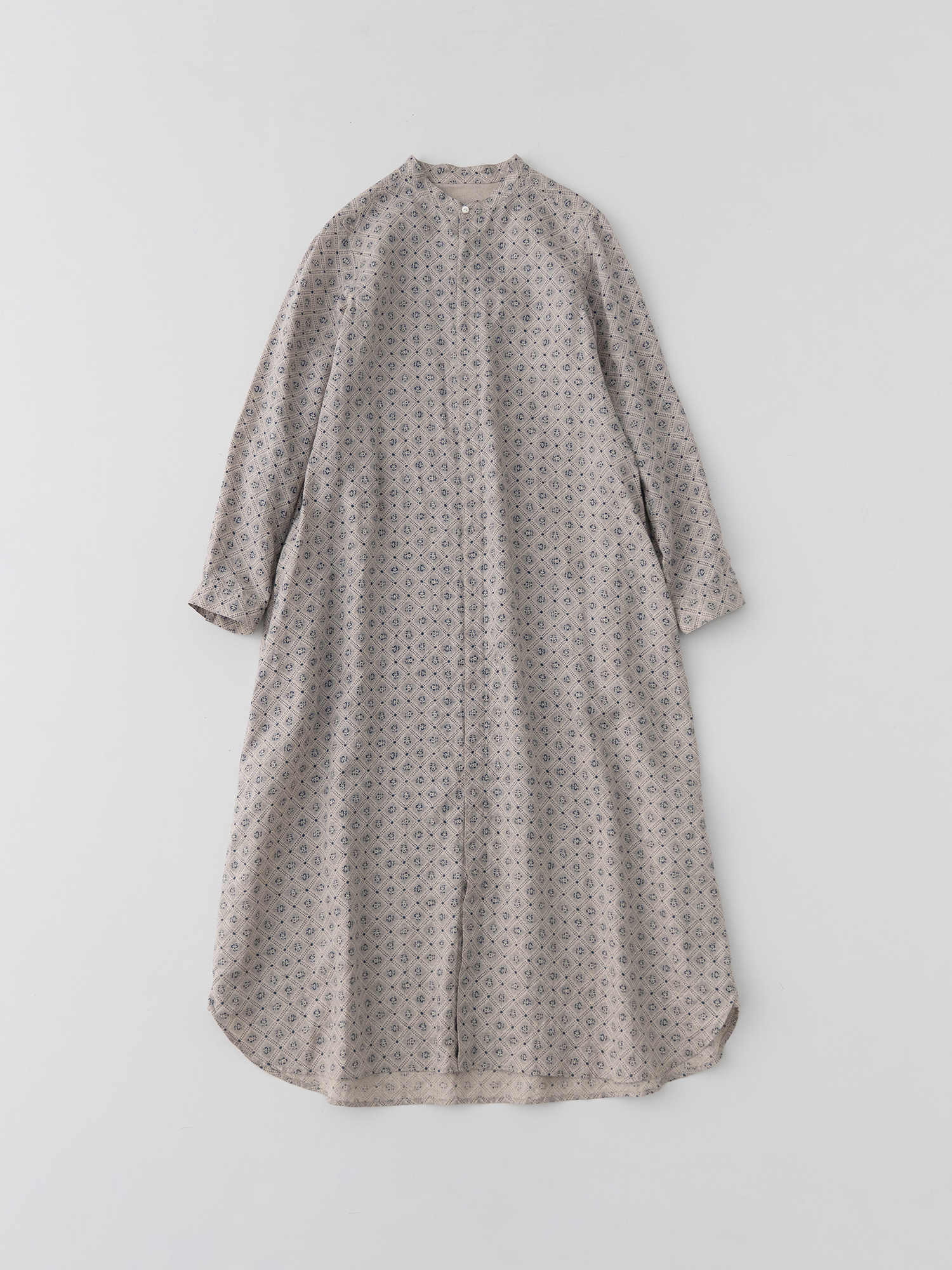 Linen Plaid Print Shirt Dress