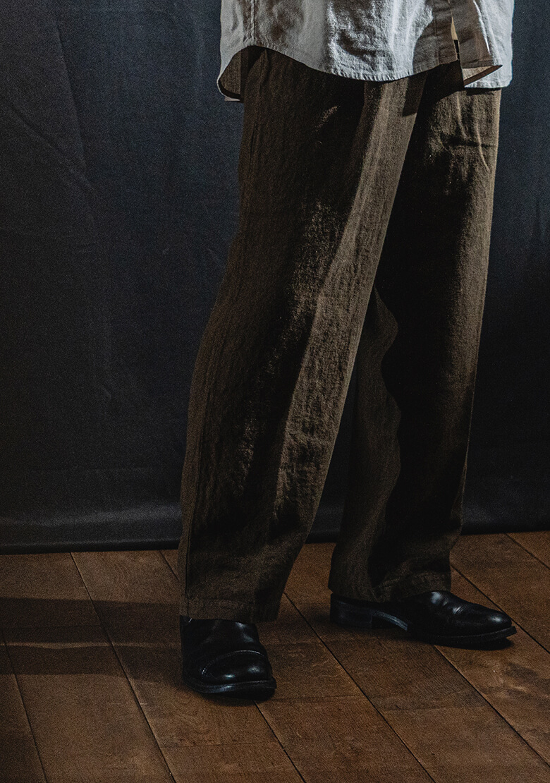 起毛リネンシャツの着用画像