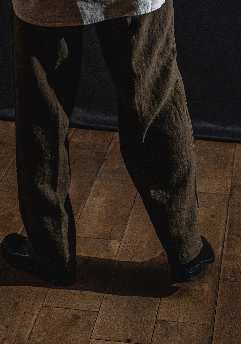 起毛リネンシャツの着用画像