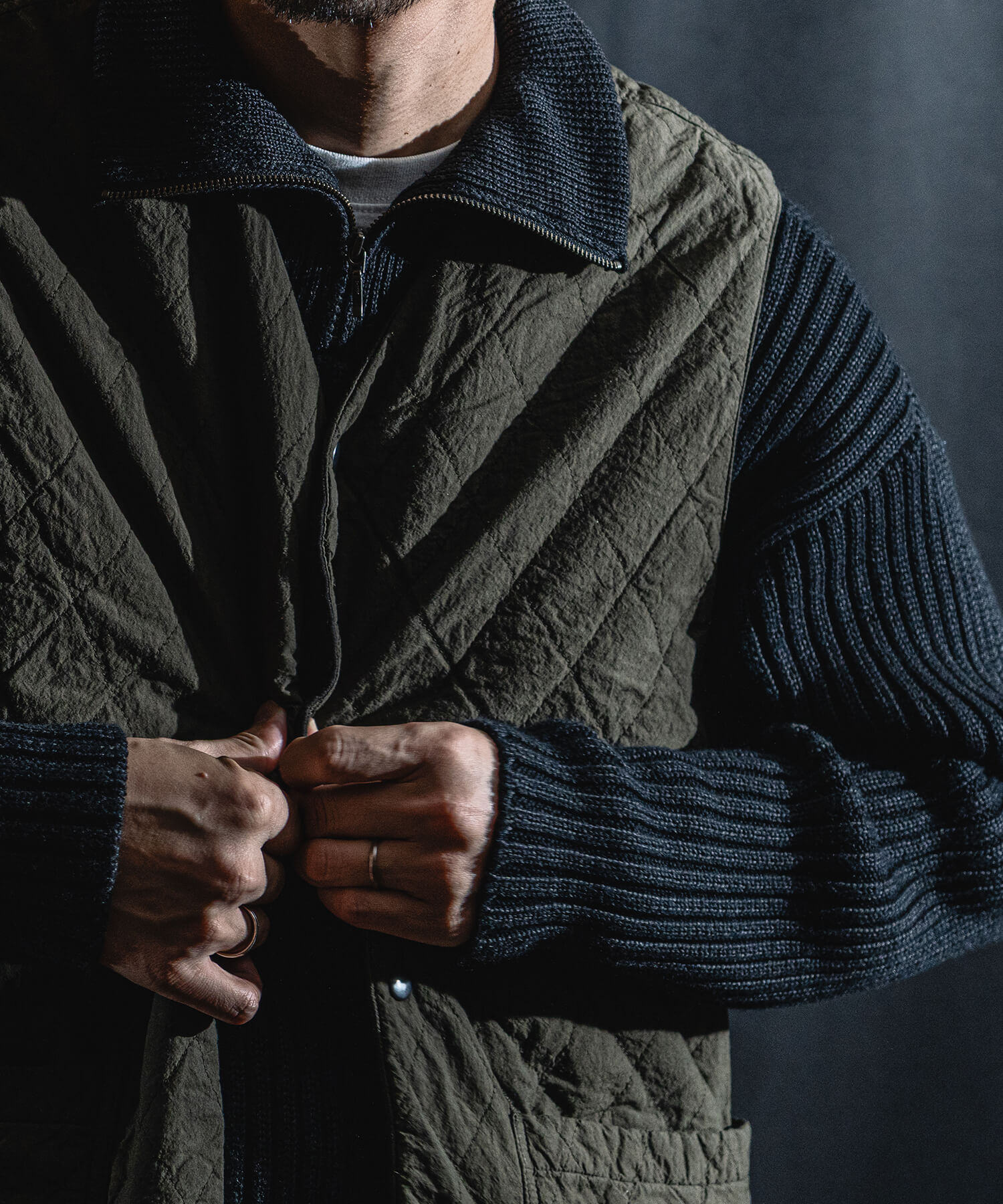 キルティングベストの着用画像