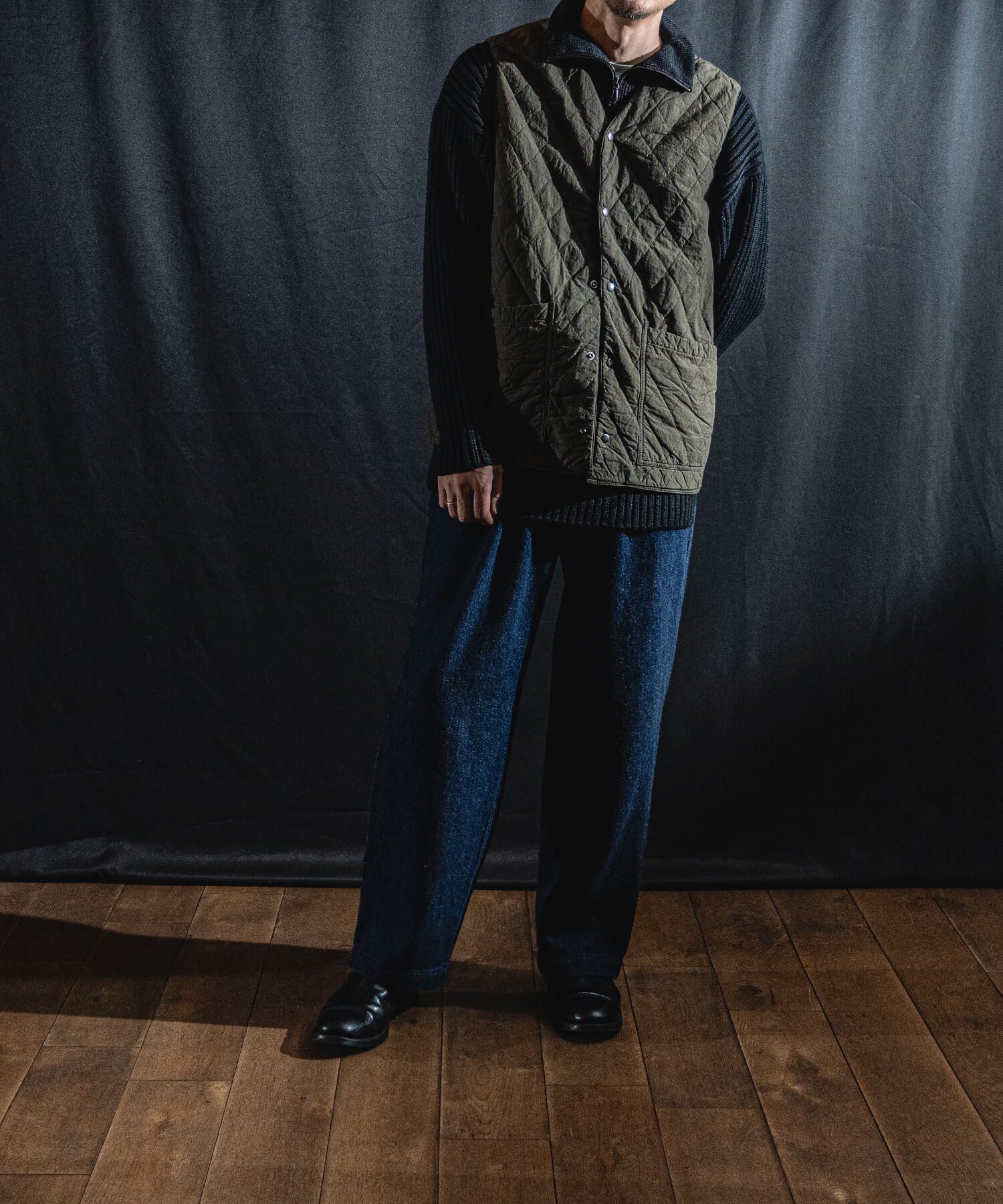キルティングベストの着用画像
