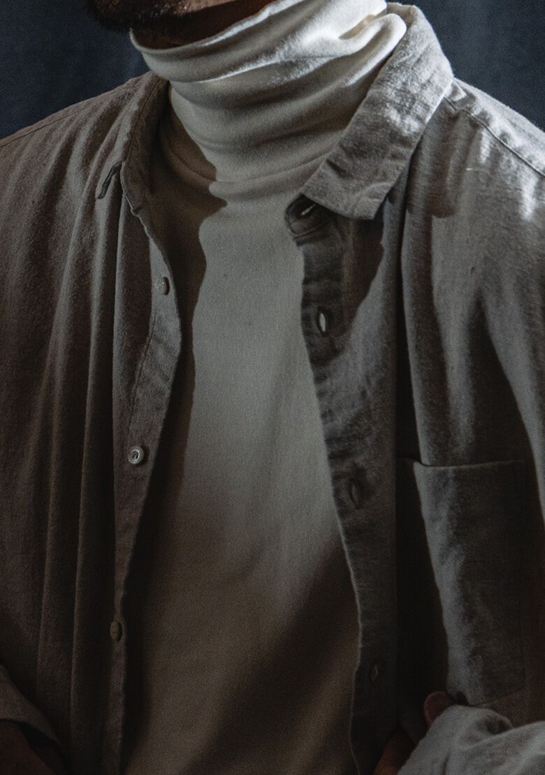 起毛リネンシャツの着用画像