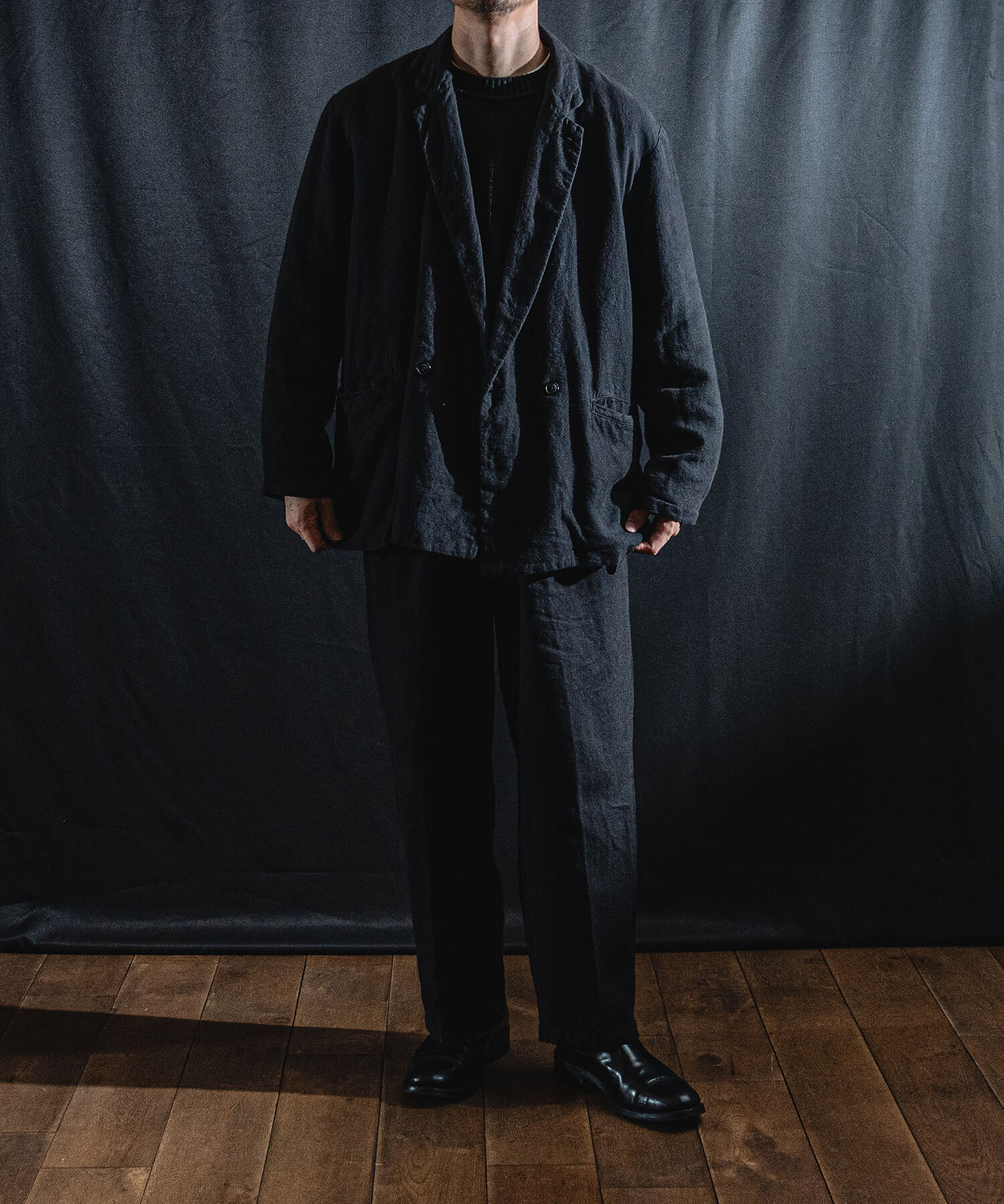 起毛リネンジャケットの着用画像