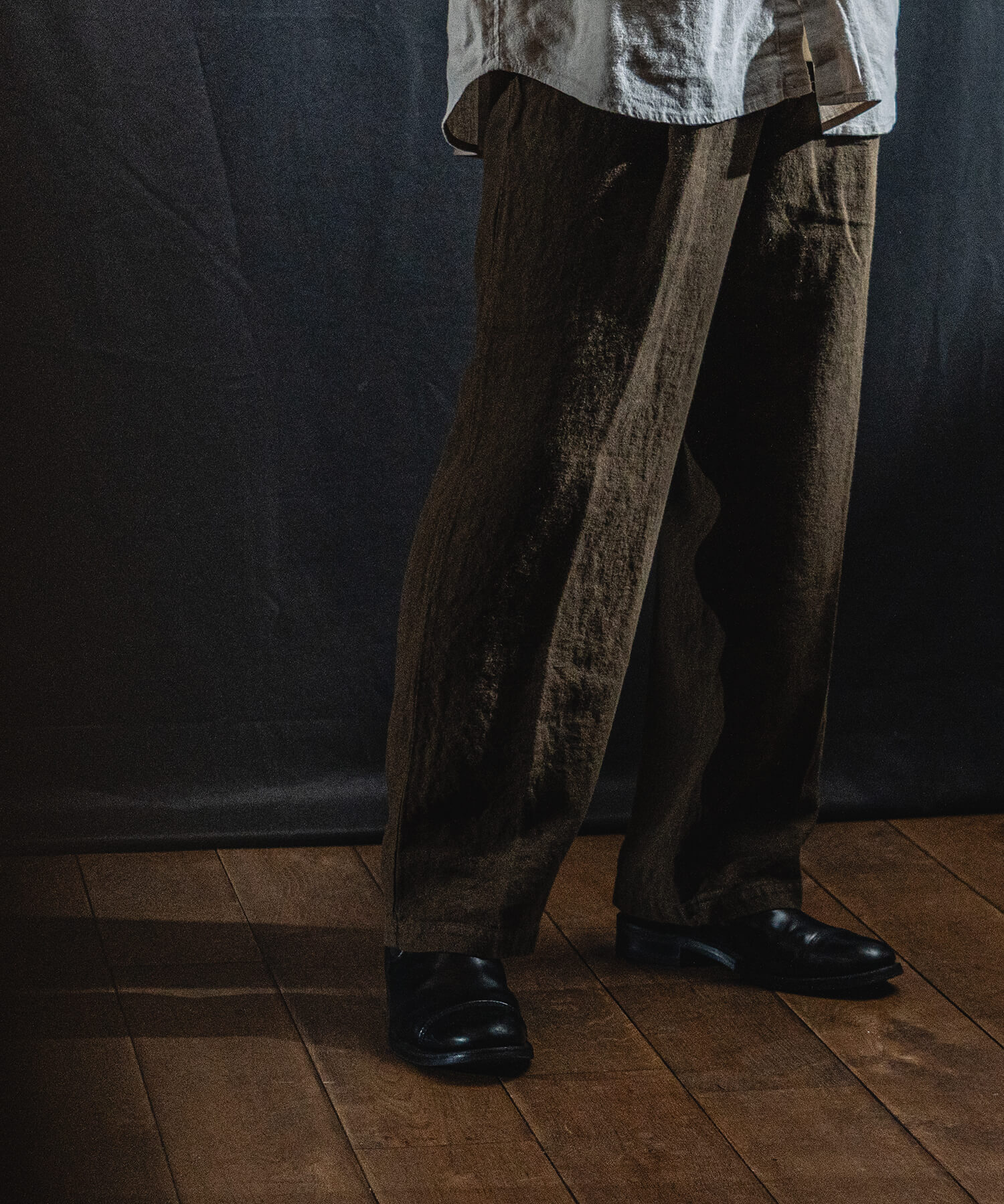 起毛リネンシャツの着用画像