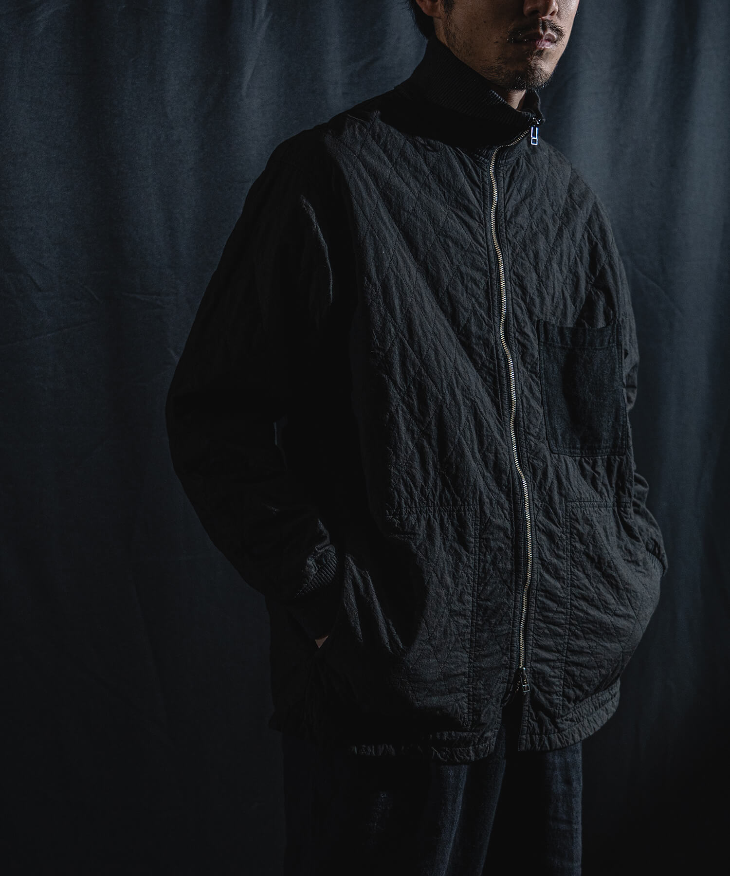 キルティングジャケットの着用画像