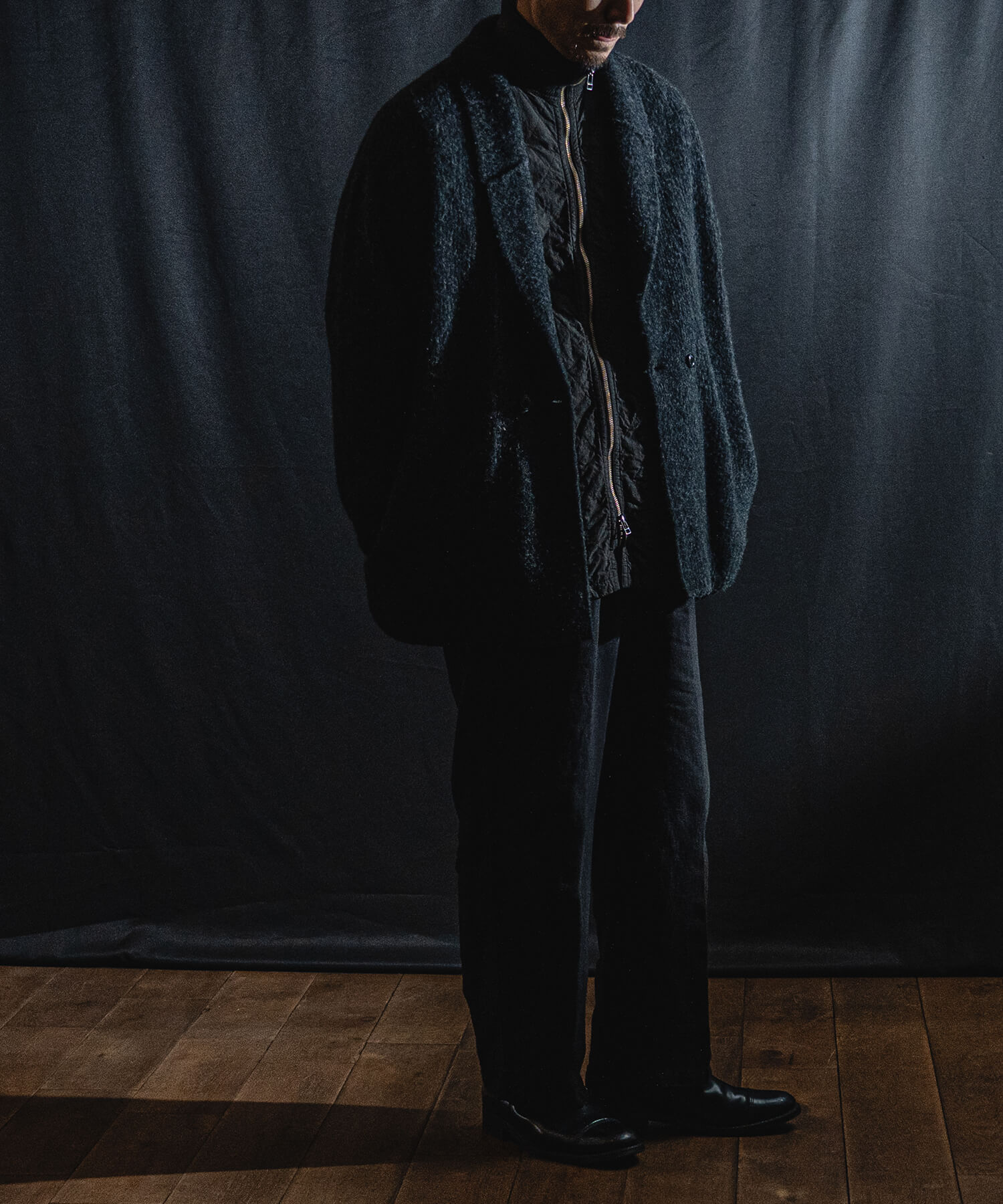 キルティングジャケットの着用画像