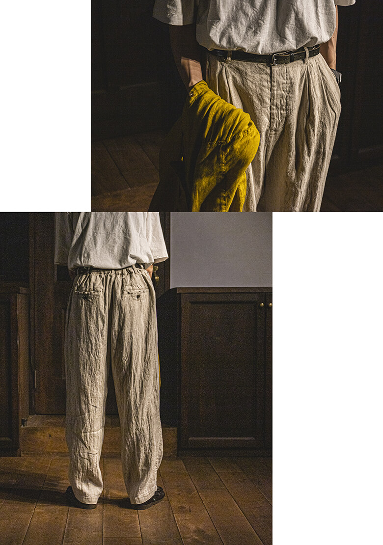 リネンオックスイージートラウザーズの着用画像