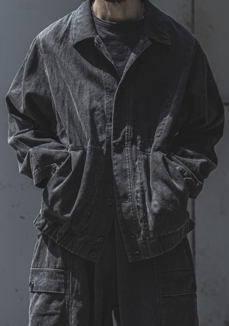 Cotton Linen Pigment-Coate Blousonの着用画像