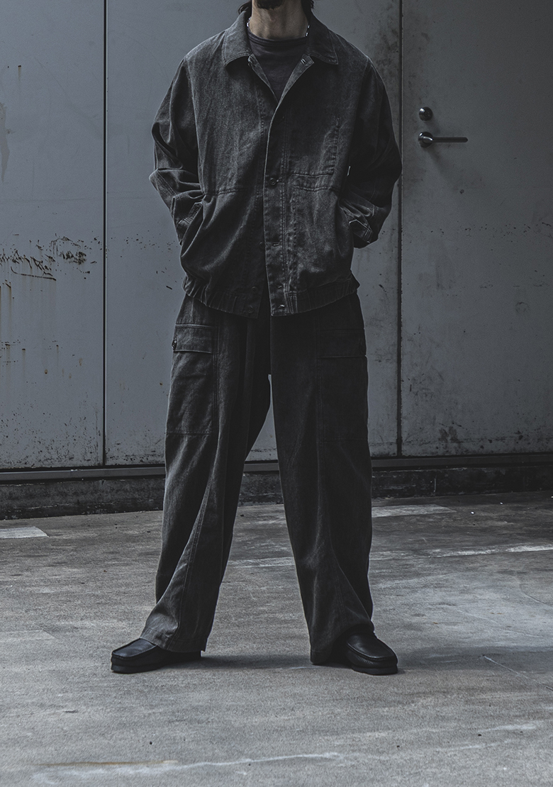 Cotton Linen Pigment-Coate Blousonの着用画像