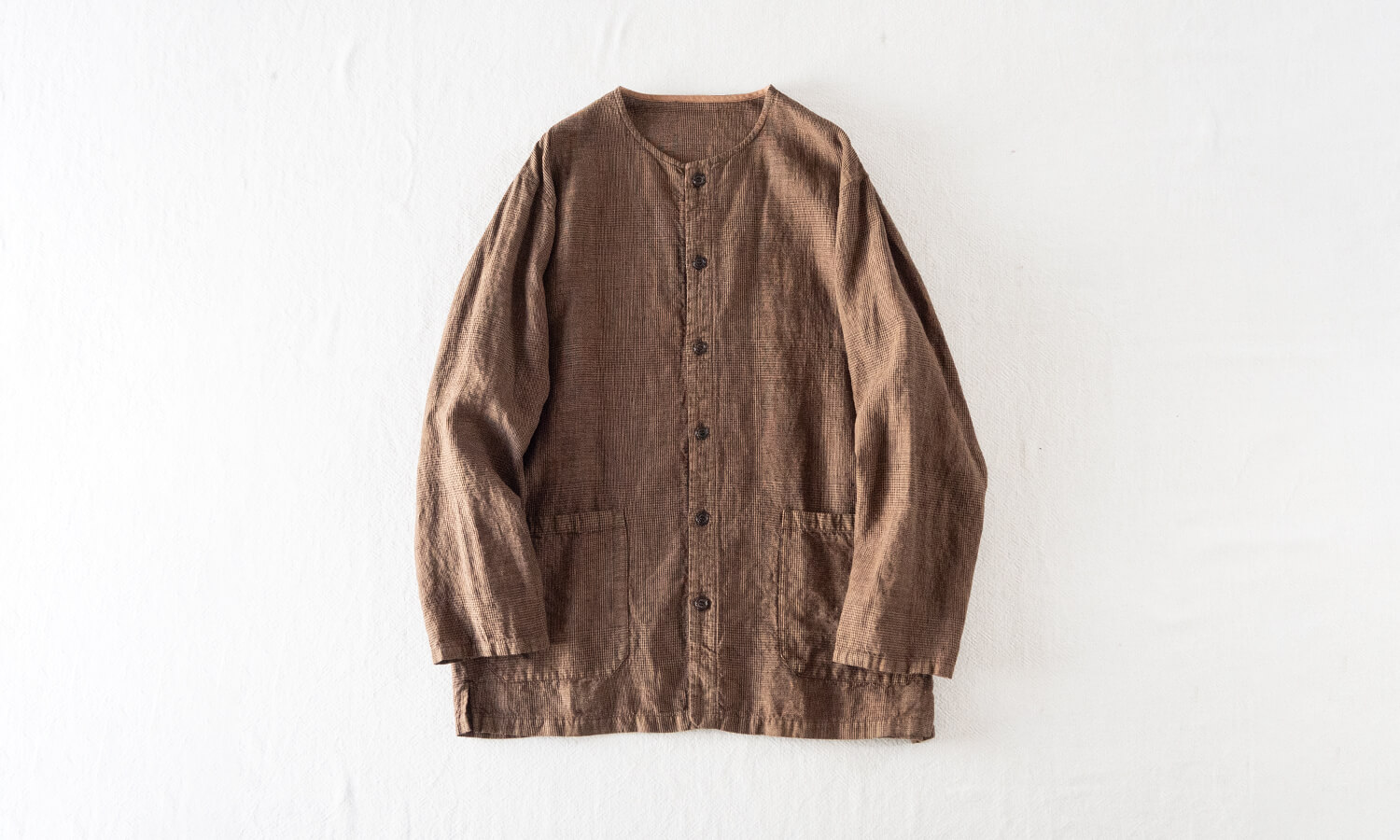 Kakishibu-zome Collarless Shirt Jacket	