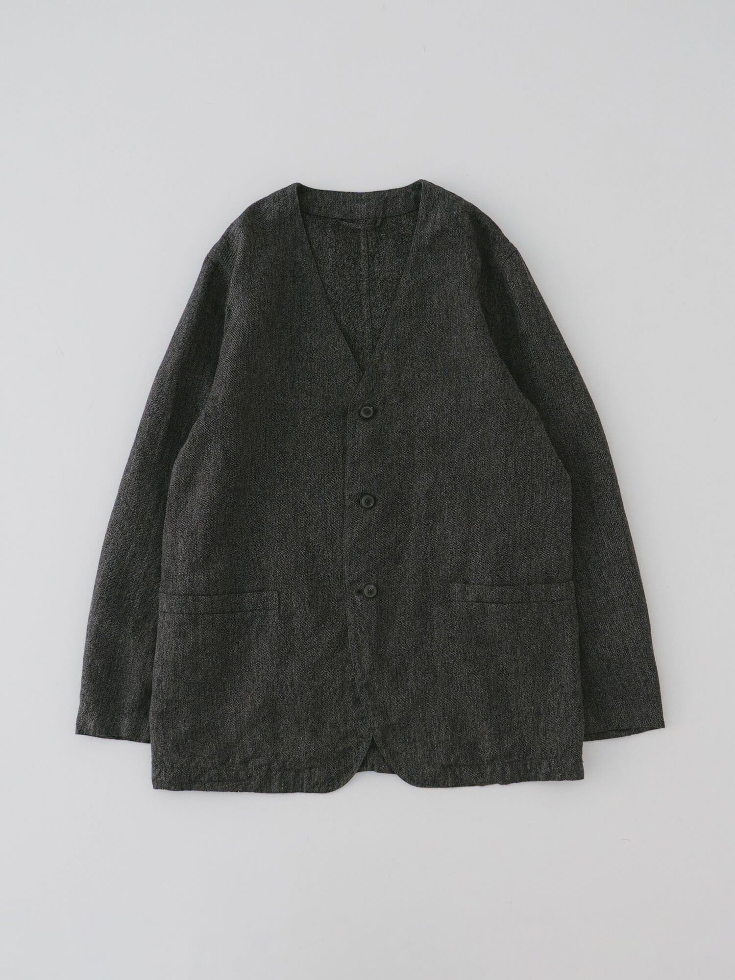 リネン杢ツイルノーカラージャケット