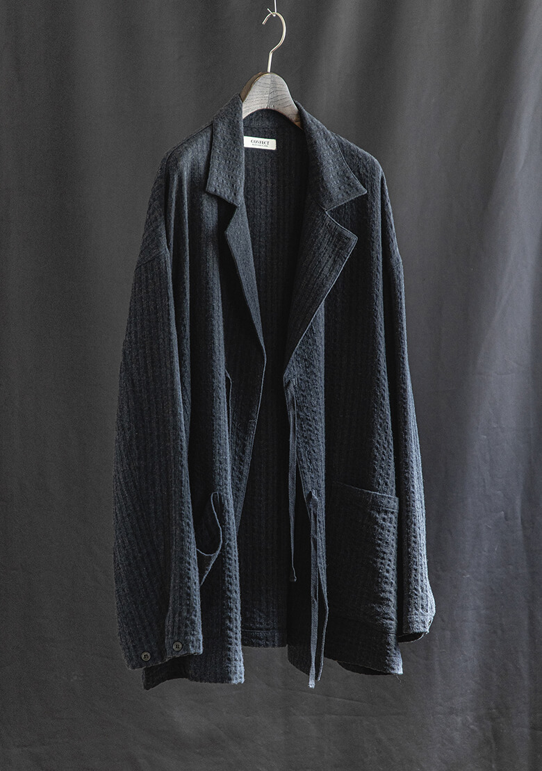 Wool Linen Mélange Stripe Easy Wide Pants