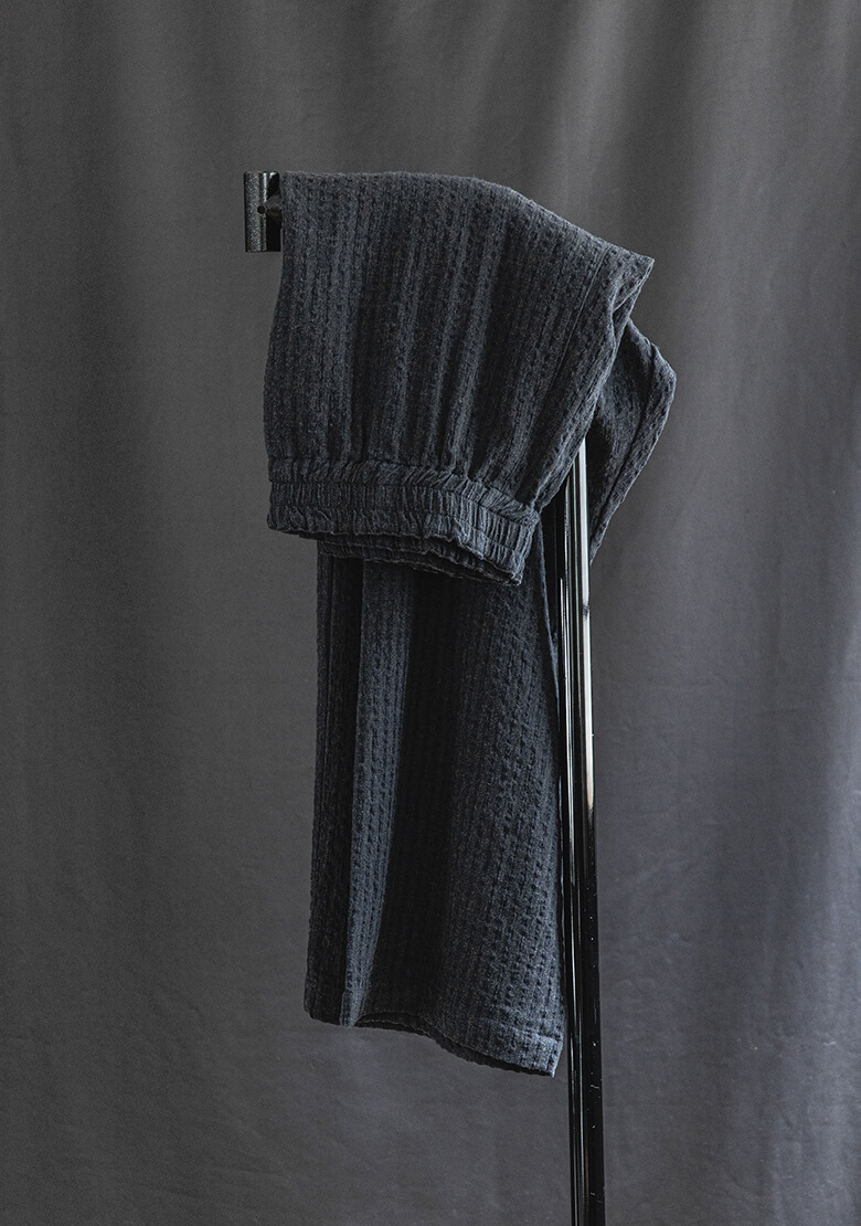 Wool Linen Mélange Stripe Easy Wide Pants