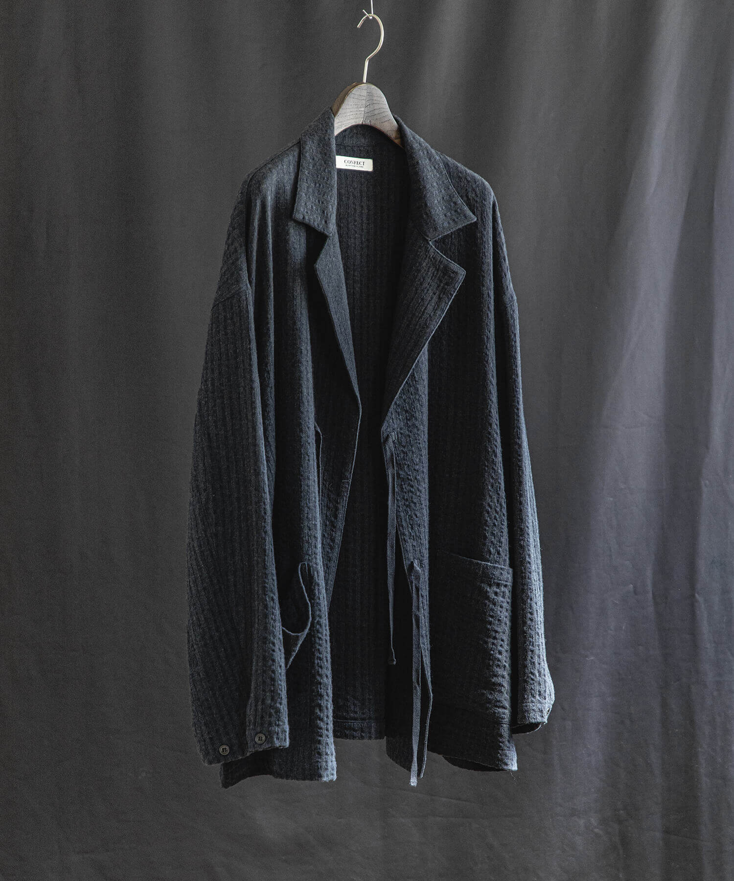 Wool Linen Mélange Stripe Easy Wide Pants