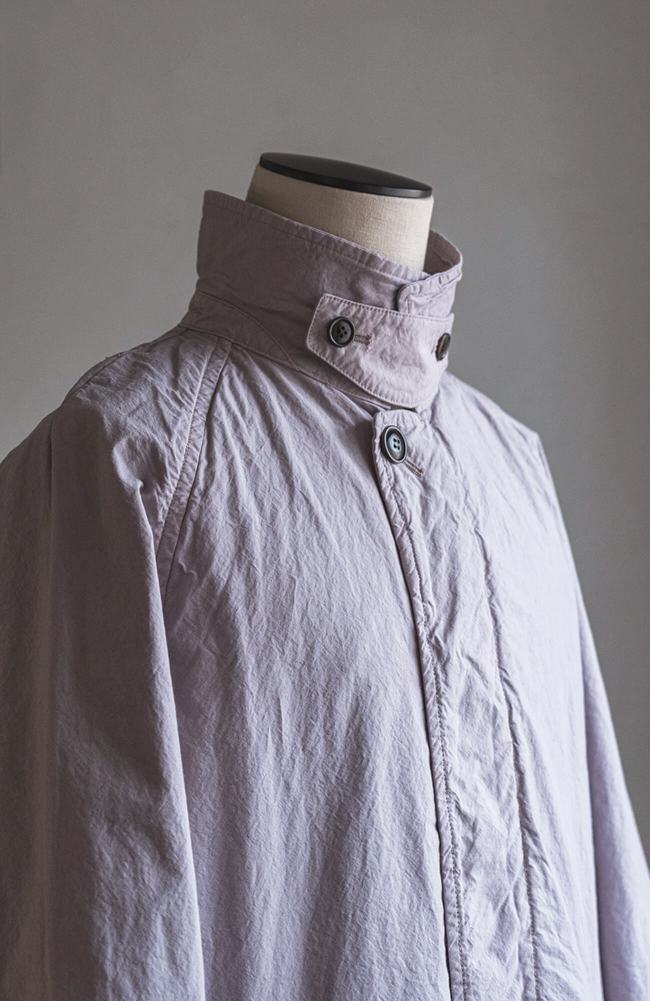 ラベンダーカラーのスーピマコットンコート