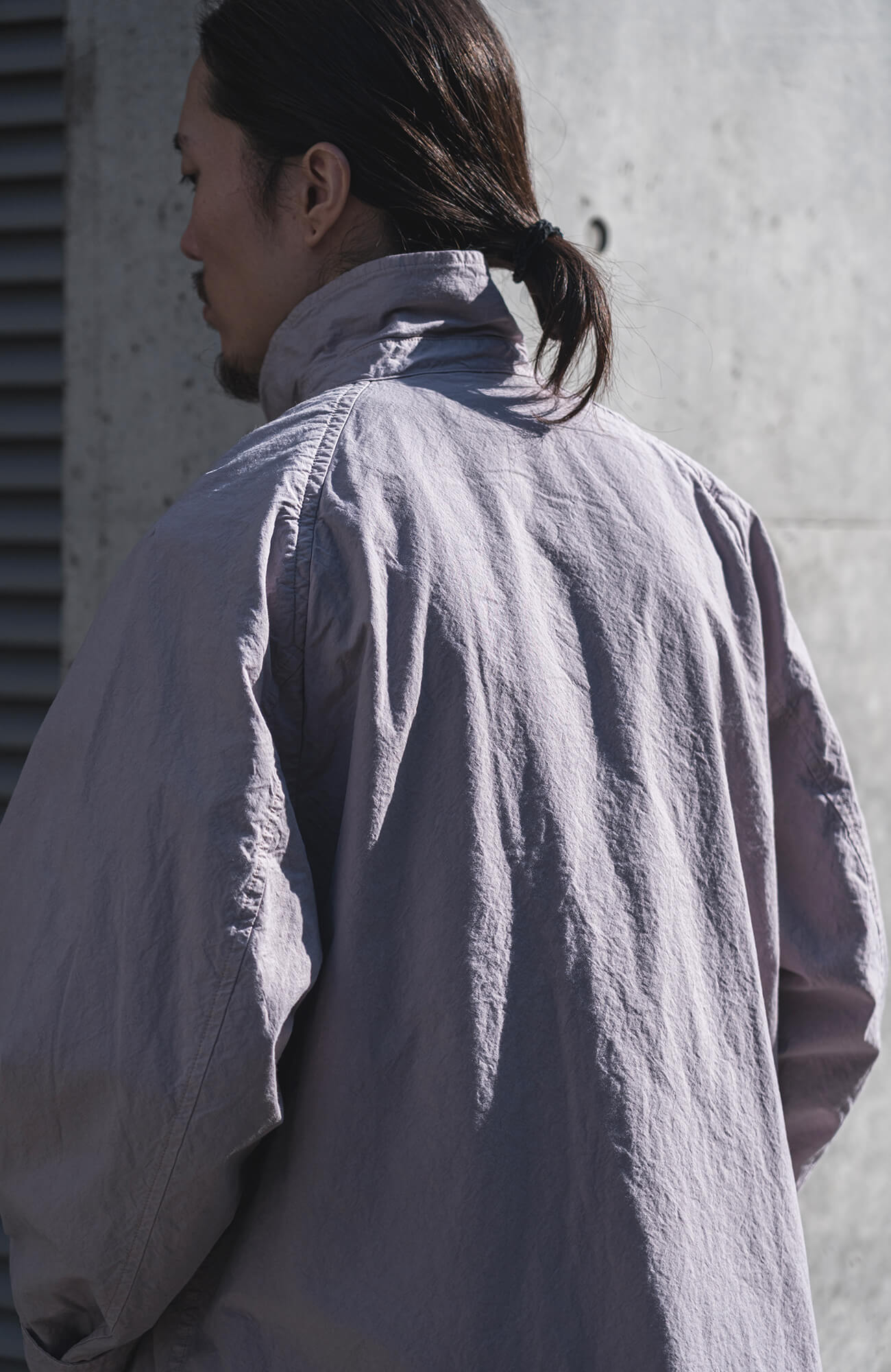 ラベンダーカラーのスーピマコットンコート